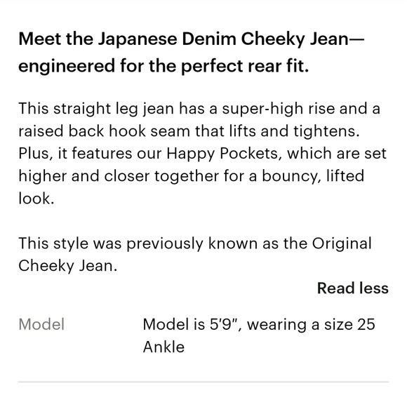 Everlane's The Japanese Denim Cheeky Jean Sz 23 Regular - Picture 7 of 9